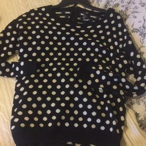 H&M polka dot zip back sweater